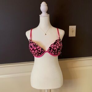 Pink Leopard/Cheetah Print Women's Push Up Bra